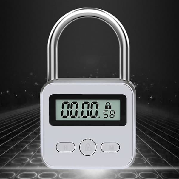 Metall Timer Lås LCD Tid 99 Timer Maks Timing USB Timer Hengelås, Svart-CE