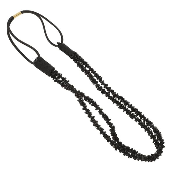 Boho Pärlstav Elastiskt Pannband Svart Svart