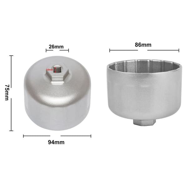 86 mm aluminium patronfilterhus nøglehætte til- (Sølv)
