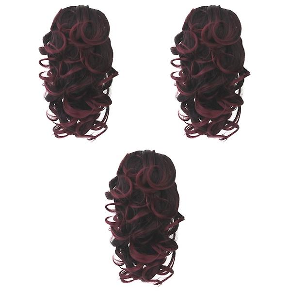 3 stk krøllet syntetisk hår paryk Kæber Clamp Claw Curl Hestehaler Hair Extensions Clip Hairpiece For Wo 3 pcs