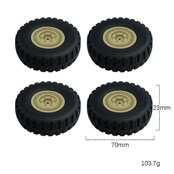 4 stk LD-P06 Hjul Dæk til LDRC LD-P06 LD P06 Unimog 1/12 RC Lastbil Bil Reservedele Tilbehør, Gul