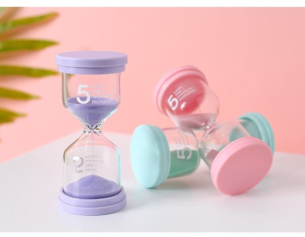 4-farvet timeglas-sæt, køkkentimer, med timeglas, farvekodede timeglasure, visuelt hjælpemiddel til undervisning i klasseværelset, 5, 10, 15 og 30 minutter