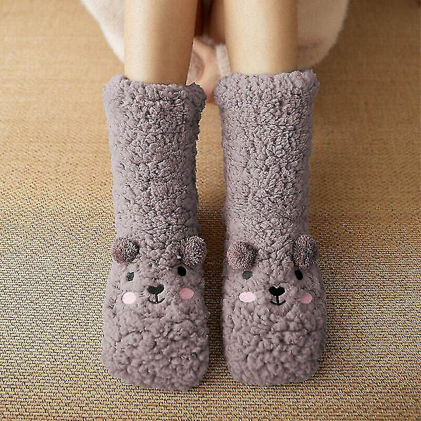 Halksäkra golvslippersockor inomhus varma låga hem sovsäckar grå Grey