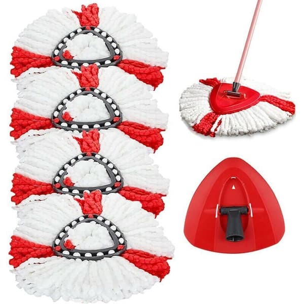 4 stk mikrofibermopphoder + 1 mopphode kompatibel med Vileda 2-i-1 Turbo-mopp, O-Cedar,--