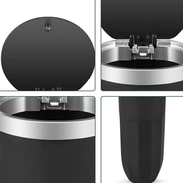 Black Mini Car Trash Can with Lid, Portable Car Trash Can with Aromatherapy Tablets, Car Cup Holder Mini Dustbin