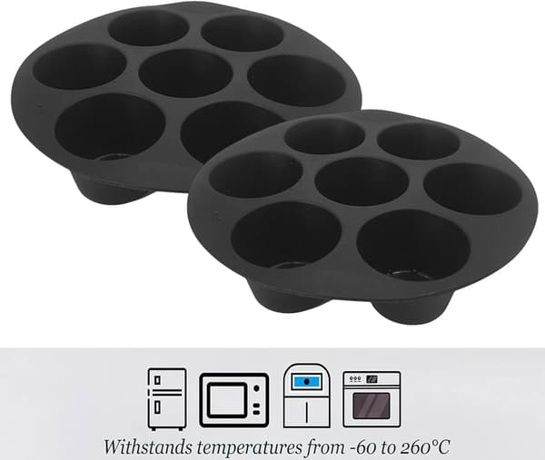 wxsp Muffinform - Velegnet til 7 muffins - Mini muffinforme - Silikone - Airfryer silikone muffinform - Non-stick muffinform - Perfekt til cupcakes,