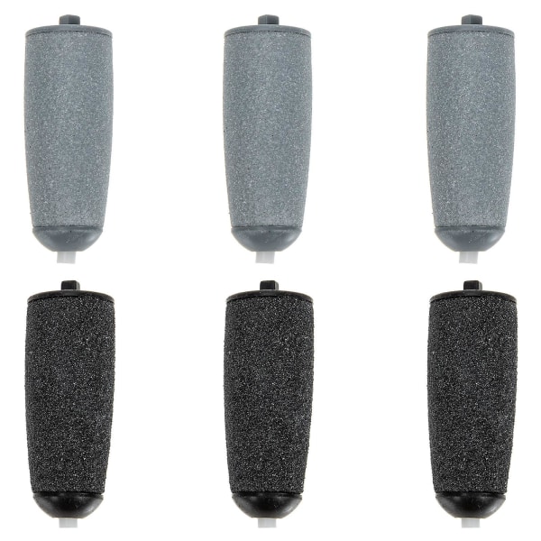 6 stk. Fod Slibehoveder Udskiftelige Hoveder Fod Død Hud Fjernelse Rullehoveder Sort 5,5x2cm Black 5.5x2cm