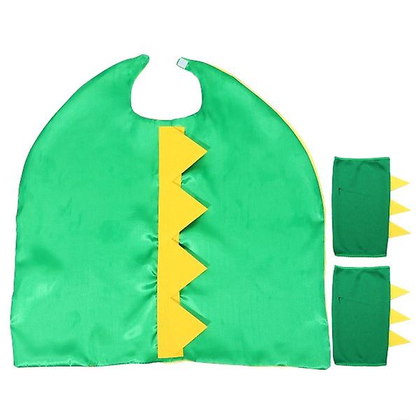 1 Sæt Børne Dinosaur Kappe Drage Armbånd Halloween Kostume Kappe Med Pigge Grøn 70X66X0.5CM Green 70X66X0.5CM