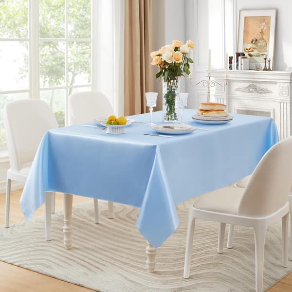 1-pack satin cloth rectangular silky soft tablecloth, satin tablecloths 60 x 102 inches, light blue Light blue 1pcs Light blue 1pcs