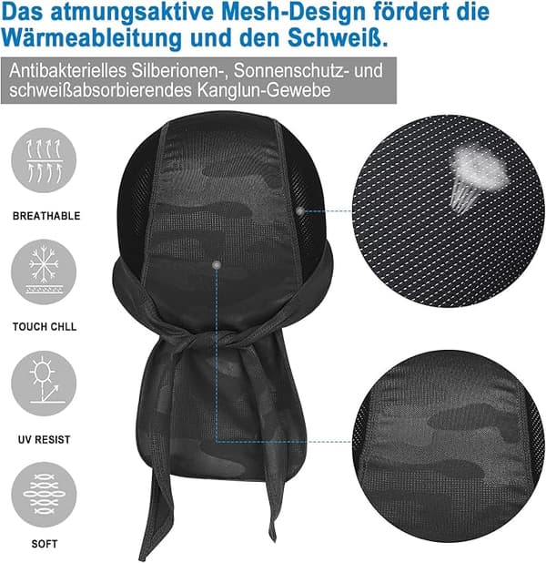 Sportcaps, Sykkelbandana, Hodeplagg, Sommercaps, Sykkelhatt, Elastisk, Pustende, Svetteabsorberende