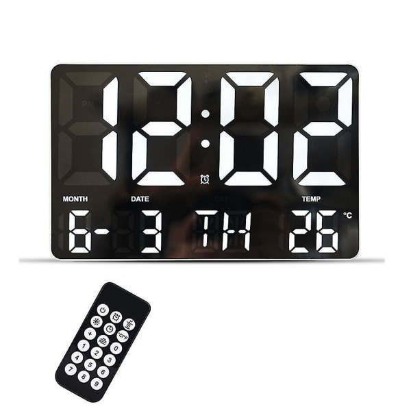 Digital klocka Stor skärm, digital kalenderväckarklocka, led överdimensionerad väggklocka, stor klocka kompatibel med
