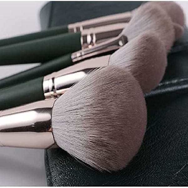 14 stk. makeupbørster Professionelt makeupbørstesæt, grøn
