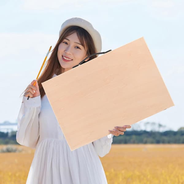 Solid Wood Drawing Board with Metal Handle 8k Portable Sketch Board for Art Students Outdoor Use