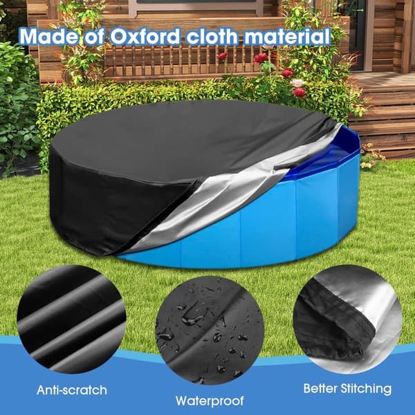 Poolskydd - Runt poolskydd - 160 * 30 cm - Poolskydd med dragsko - Poolskydd - Vattentätt Oxford poolskydd - För