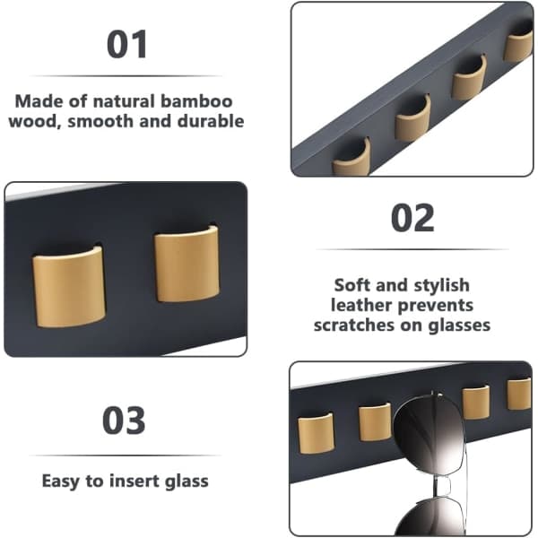 MH - Træopbevaring til solbriller til vægmontering til solbriller og briller