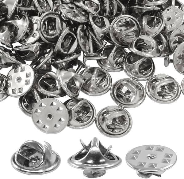 120 par sommerfuglkoblingsrygger for slipsnåler - 8x4mm blanke håndverkspinner erstatning sølv sølv 4mm silver