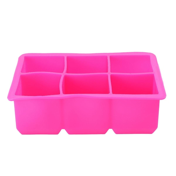 Novelty 6-square Silicone Ice Cube Tray Ice Maker Jelly Pudding Mould (pink)Pink