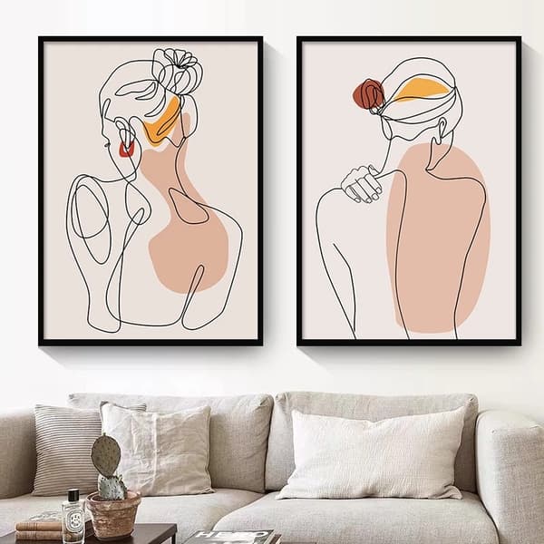 Abstract and Minimalist Lines, Female Silhouette, Home Decor