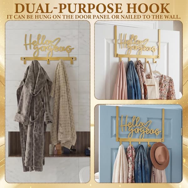 \"Hello Gorgeous Over The Door Gold til