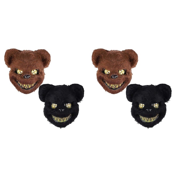 3 par Scary Bloody Bear Masks Party Performance For Halloween (svart Brun) 2 par26X25CM 2 pairs 26X25CM