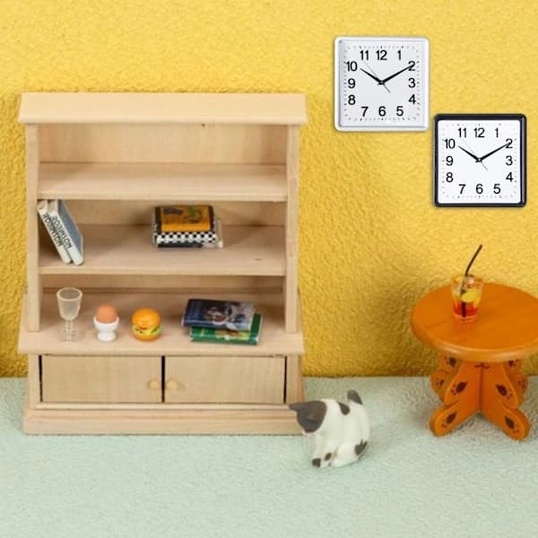 1:12 Dukkehus Vægur Miniature Vægur SORT Sort
