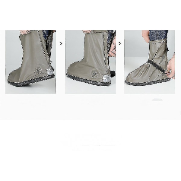 Pvc återanvändbara vattentäta skoöverdrag, tvättbara regnskoskydd med dragkedja för män kvinnor-vita)
