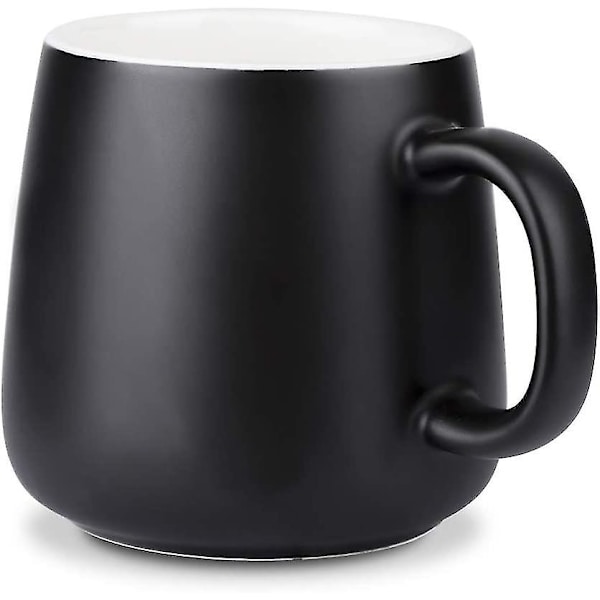 Keramiikkakahvimuki, posliinista valmistettu kahvimuki mattapintaisella, kahvimuki kahvalla kuumille juomille, kahville, teelle, maidolle, kaakaolle, keramiikkakahvimuki, 360 ml, musta