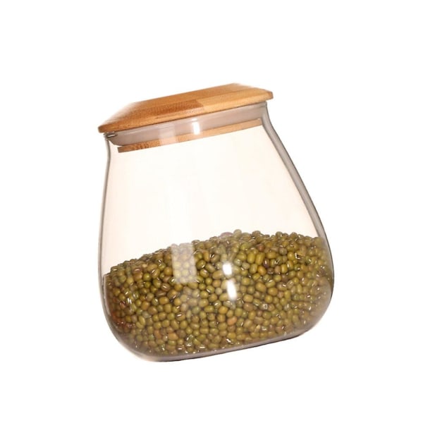 Glasskrukke i soppform, kornbeholder, forseglet matbeholder for løs te, kaffebønner (800 ml) 400 ml 6,5 x 6,5 x 9 cm 400ml 6.5X6.5X9cm