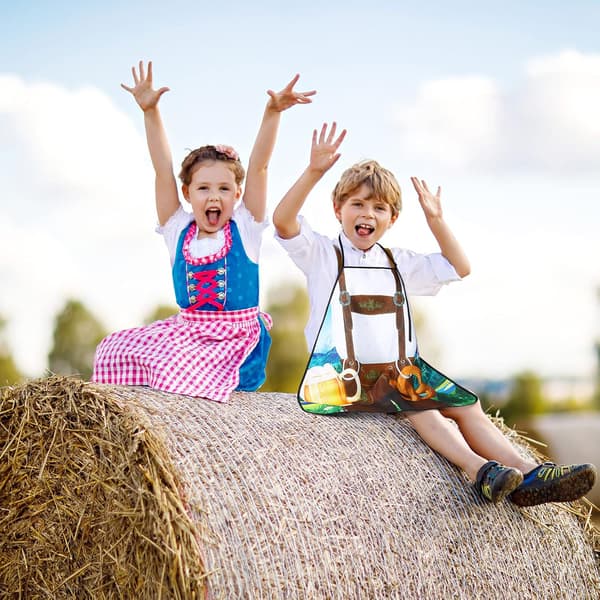 2-pack Oktoberfest-förkläden Tyska Lederhosen och Dirndl-förkläde för bayersk ölfestivalfestdekor (herrstil)