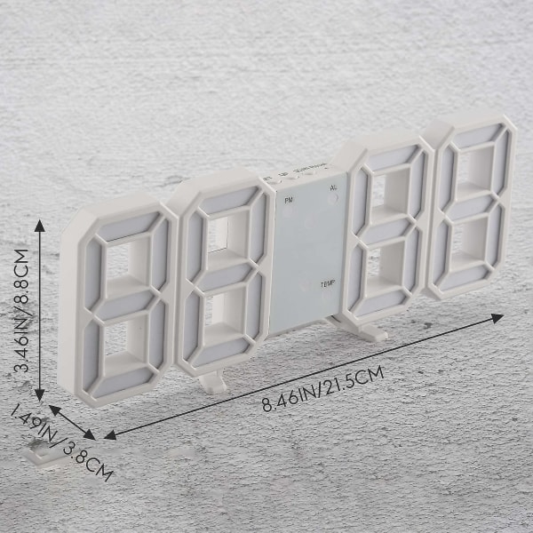 Monitoiminen LED-kello Suuri LED-digitaaliseinäkello 12h/24h Kellonnäyttö Herätys- ja Torkkutoiminnolla