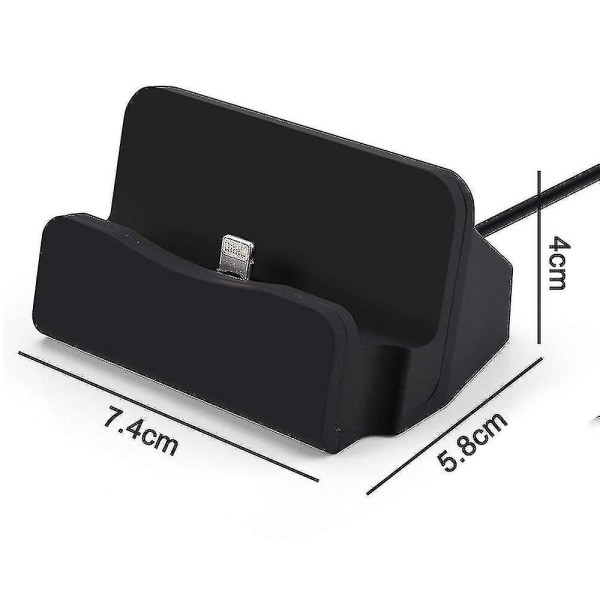 Iphone-työpöydän lataustelakka, nopea lataus ja datan synkronointi, musta