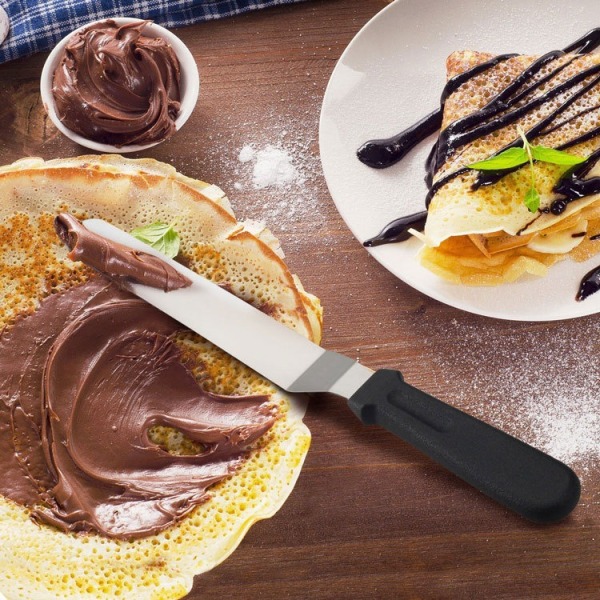 Glasurspatel, Offset Spatel Sæt Blad, Rustfrit Stål Vinklet Kage Dekoration Frosting Spatel Sæt af 3 (Sort)