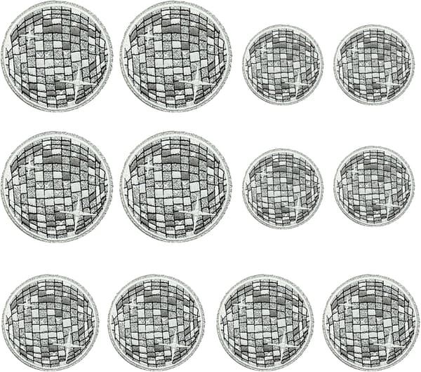 12 STK Diskokugle Strygemærker 12 STK Sølv rød Disco Ball