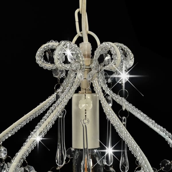 vidaXL Loftlampe med perler hvid rund E14 Vit white