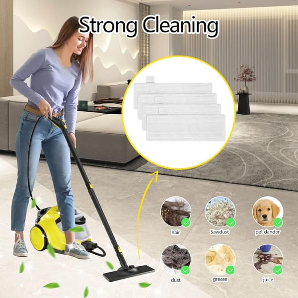 Microfiber Cleaning Cloths for Karcher Easyfix SC2 SC3 SC4 SC5 Steam Cleaners (White Cloths - 4 pcs)