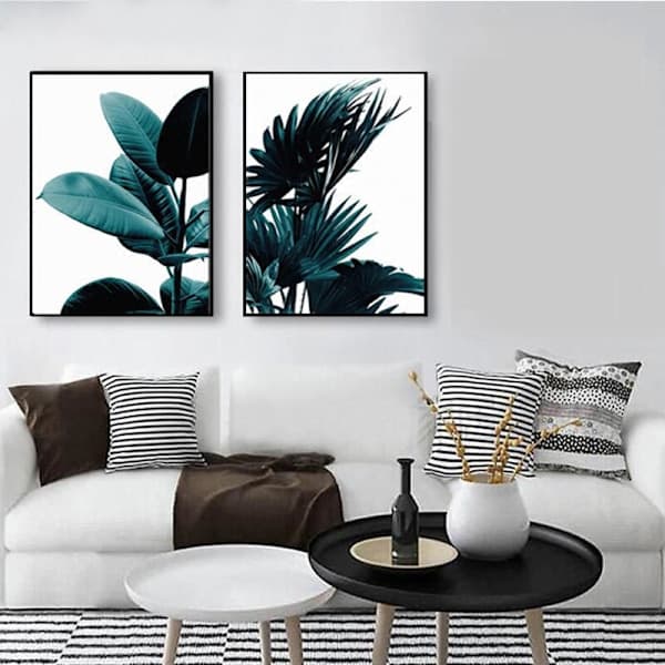 2 st/set GRÖN VÄXT Canvas Konsttryck Väggposter Väggbilder Väggkonstmålning för Sovrum Vardagsrum Dekoration Ram ingår ej 40cm 50cm