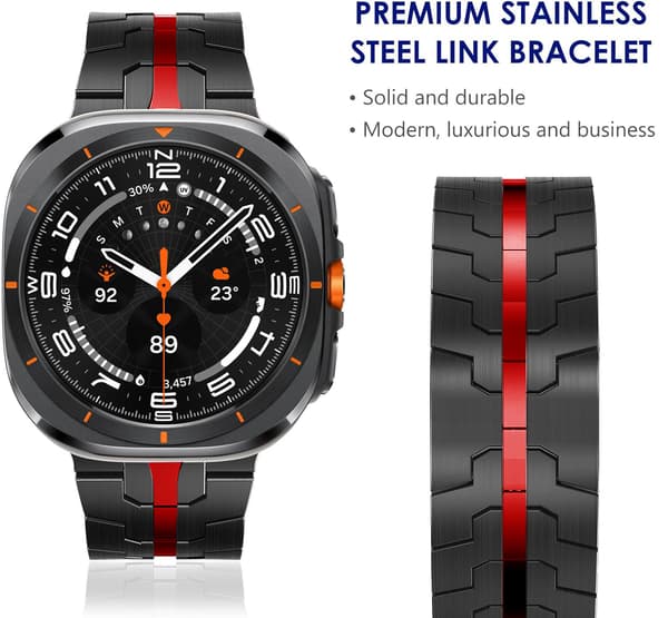 Sort & Rød Urrem til Samsung Watch 7 Ultra (47MM)