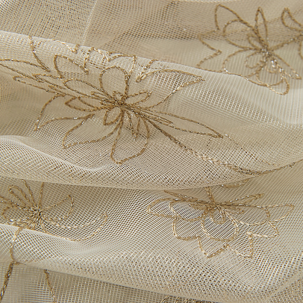 Broderede Voile Køkken Tie Up Gardiner Blomster (80*120cm) Tie Up Gardiner--Broderi