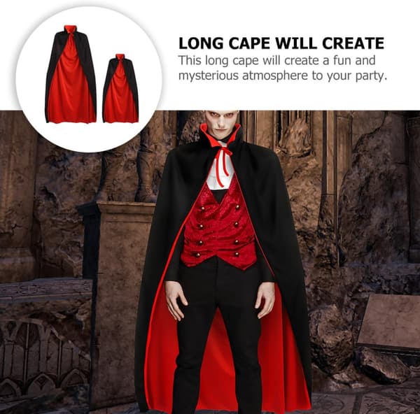 2 sorte og røde vampyrkapper til Halloweenfest og fotorekvisitter