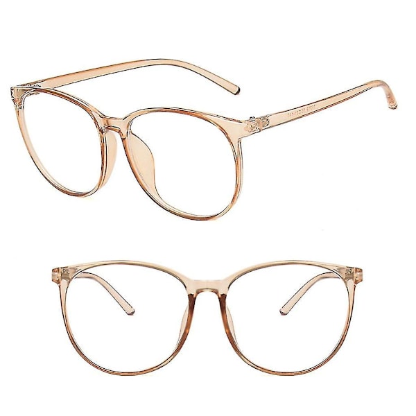 Anti Blåljus Glasögon För Män och Kvinnor - Runda Datorglasögon - Rosa Klara Glas Black