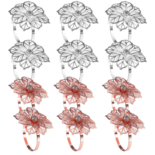 12 stk Serviettringer Blomsterformede Serviettringer Servietspenner For Spisebord 5X4.5cm 5X4.5cm