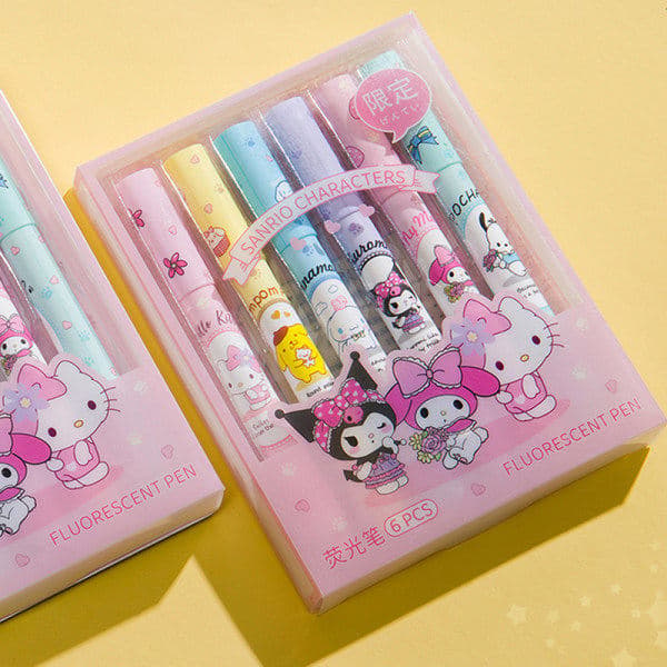 Sanrio-korostuskynä, 6 kpl korkealaatuisia värikyniä