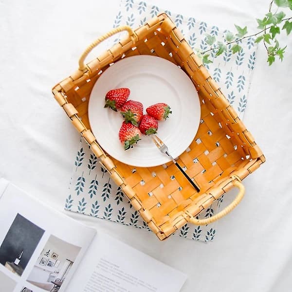 Handwoven Bread Basket and Serving Trays for Dining Table, Table, Kitchen Counter, With Handles
