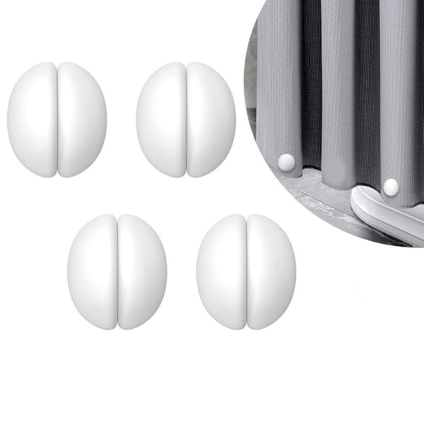 (Vit) Bruseforhængsvægte, rustfri bruseforhængsmagneter, silikoneindpakket tunge 4 stk 4 pcs