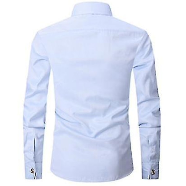 Langermet forretningsbryllupsskjorte for menn3XLBlå Blue 3XL