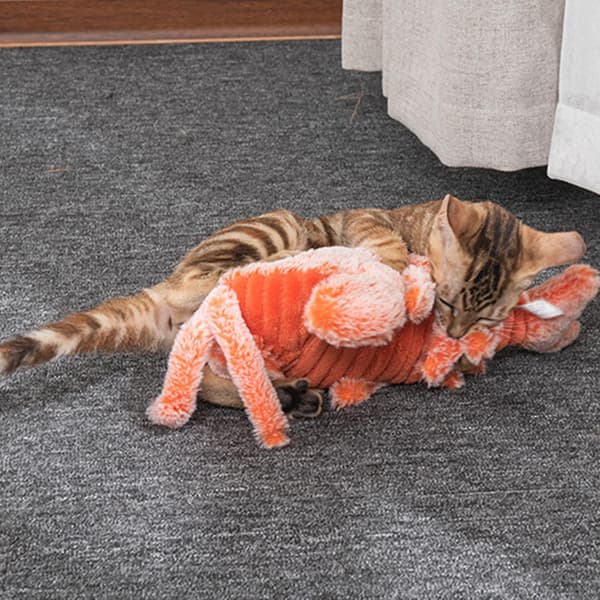 Electric Simulation Plush Lobster Interactive Cat Toy, For Indoor Cats, Small Dogs