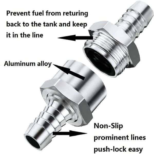 2 st 12 mm backventil, bränslebackventil i aluminium 12 mm 12 mm