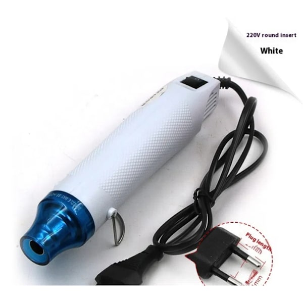 White Mini Heat Gun with Long Cable for Wire Connectors, Small Hot Air Gun for Embossing Crafts (225*47mm)