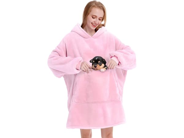 Oversized Hettegenser med hette - Fleece Ljusrosa pink