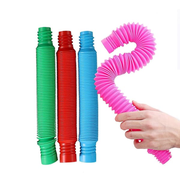 Fidget Pop Tube Legetøj til Børn og Voksne Pop Flerfarvede Rør Sensorisk Legetøj - 4-pak